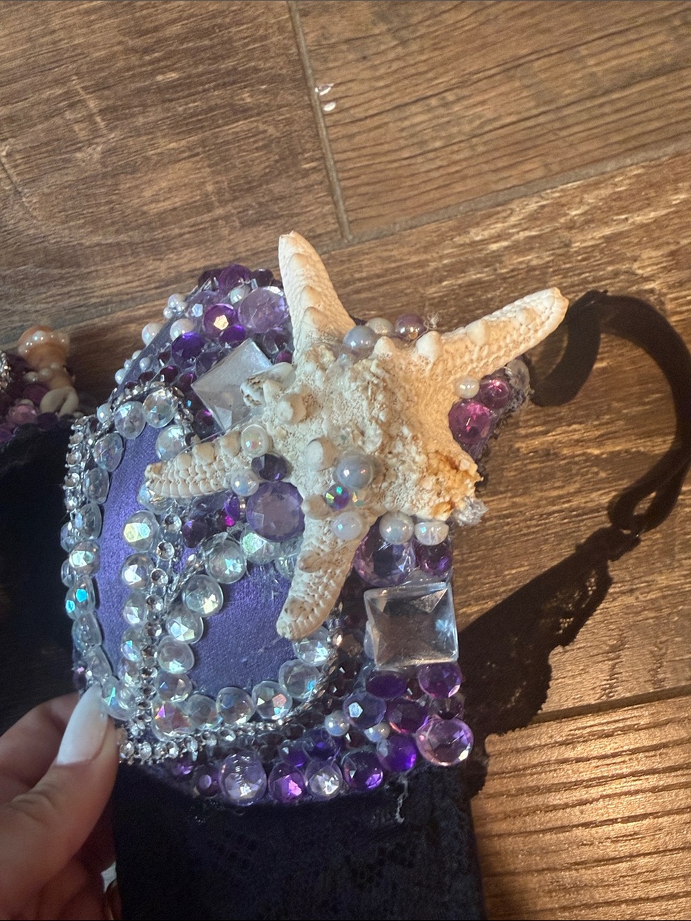 Handcrafted Purple Mermaid Seashell Embellished Bra - Picture 3 of 5
